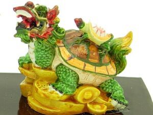 Vibrant Double Dragon Tortoises Carrying Coins And Child1
