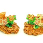 Vibrant Double Dragon Tortoises Carrying Gold Ingot and Child1