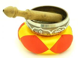 This Tibetan Singing Bowl is constructed of 7 metal alloys with its inner and outer surfaces etched with auspicious Tibetan symbols. 