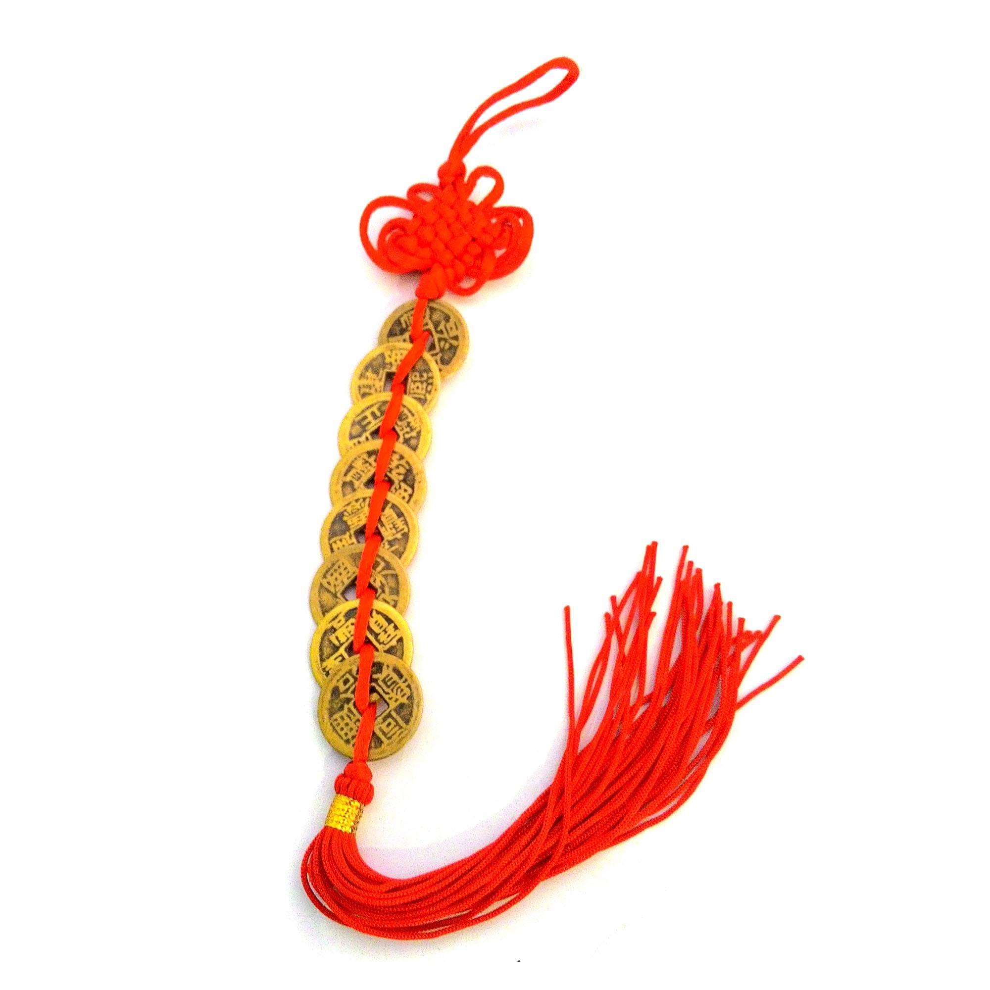 Feng Shui Eight Emperor Brass Chinese Coins Tassel - Buy-FengShui.com