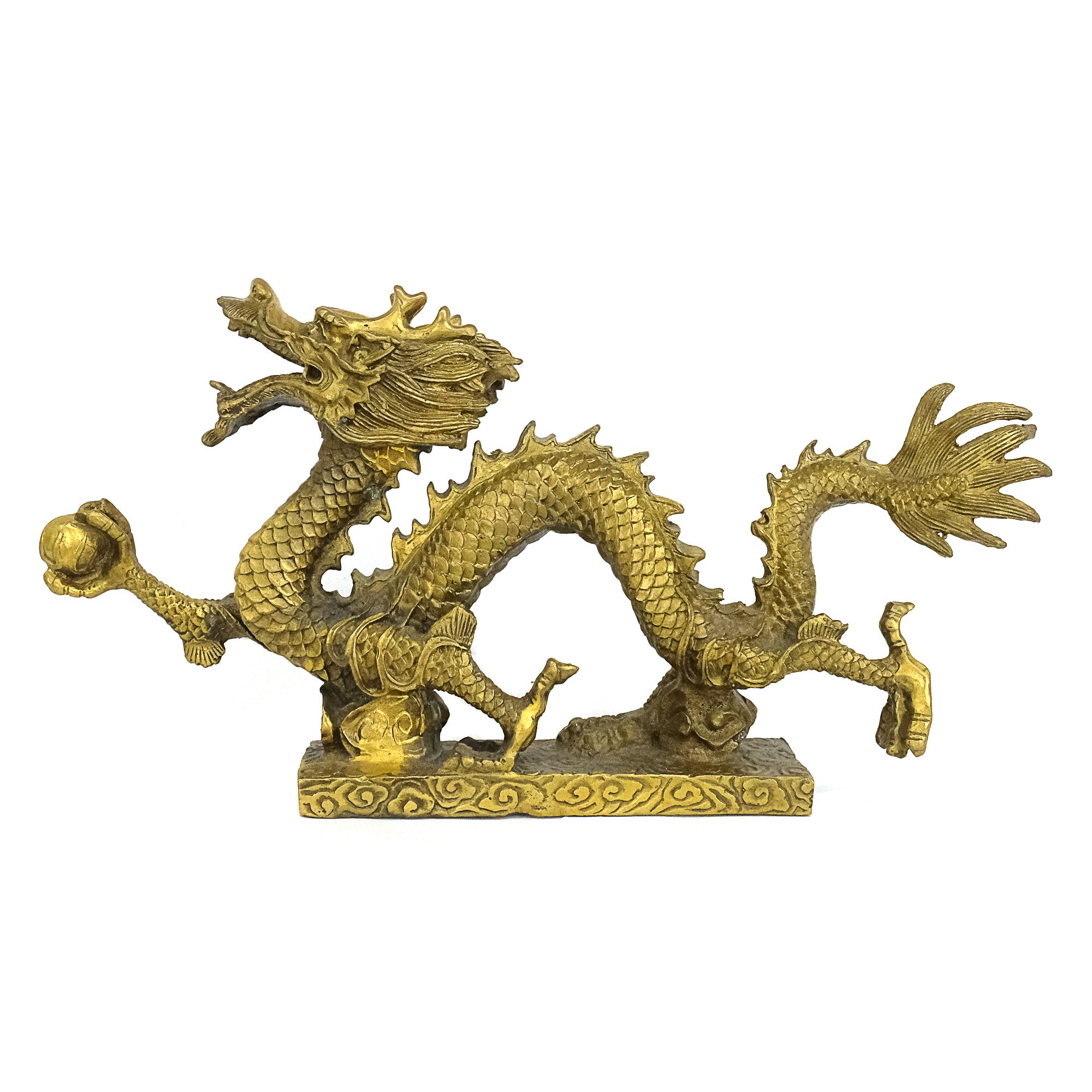 Brass Feng Shui Dragon Grasping Pearl of Success - Buy-FengShui.com