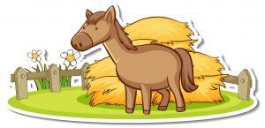 Cartoon character of a horse in the farm sticker illustration