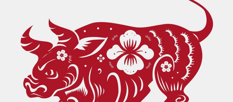 Chinese New Year ox vector red animal zodiac sign sticker