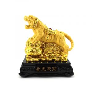 Prosperity Golden Tiger Statue with Wealth Pot
