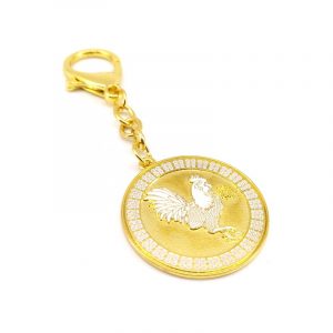 Rooster Peach Blossom Amulet Feng Shui Keychain