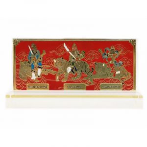 Trio Of Tigers With Wealth Gods Plaque