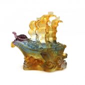 Colorful Liuli Glass Wealth Ship