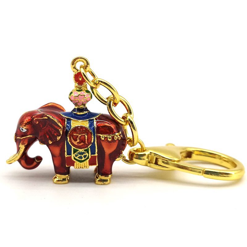 Red Prosperity Elephant Amulet Feng Shui Keychain