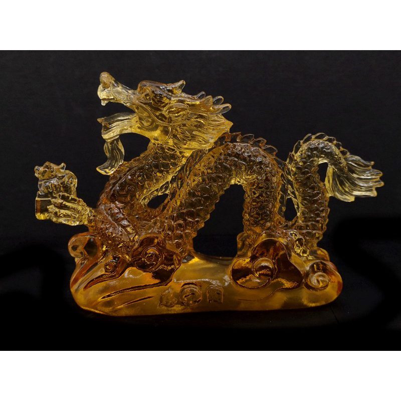 Yellow Liuli Feng Shui Dragon Grasping Pi Yao
