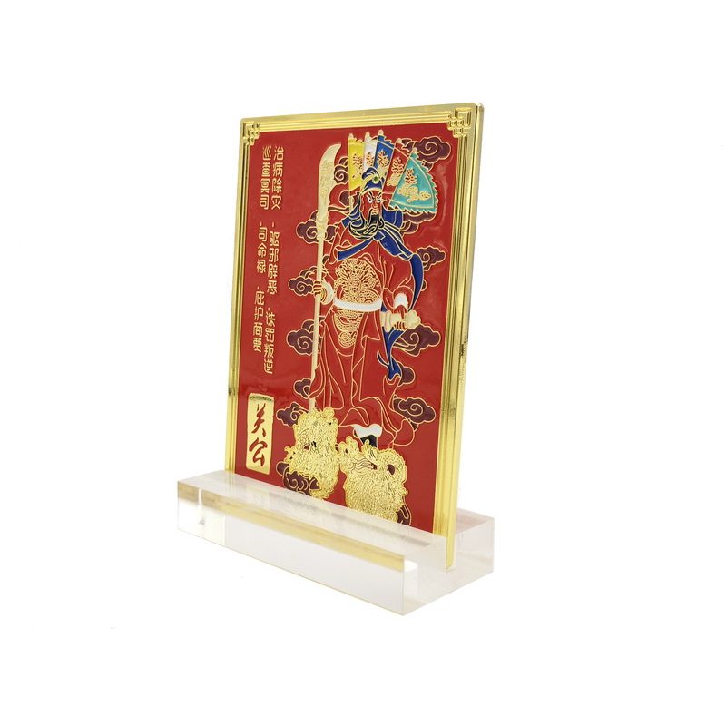 Magnificent Kwan Kung With Five Flags Plaque