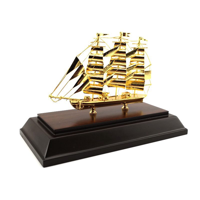 24k Gold Plated Hand-crafted Exquisite Wealth Ship 34gp
