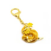 Rising Golden Dragon Holding A Pearl Keychain