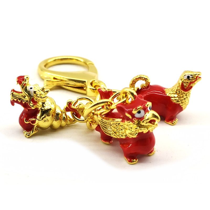 Three Harmony Animals Feng Shui Amulet Keychain