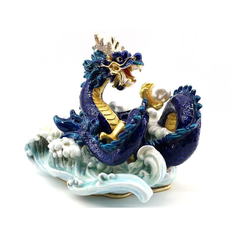 Azure Feng Shui Dragon with Waves