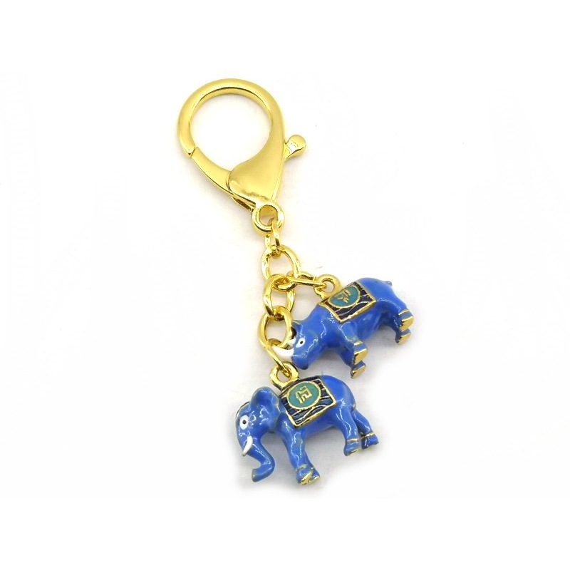 Elephant and Rhinoceros Amulet Keychain