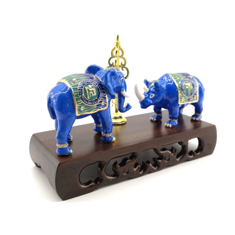 Elephant and Rhinoceros With Ksitigarbha Staff