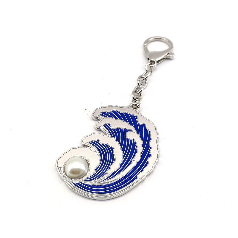 Water Wave with Pearl Amulet Keychain