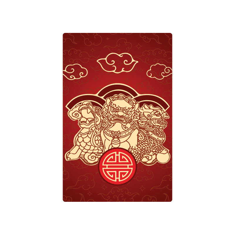 Three Celestial Guardians Amulet Card