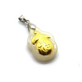 999 Pure Gold Peach with Fuk Hetian Jade Pendant 1