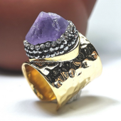 Amethyst Cluster Open End Ring