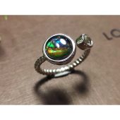 Ammolite Round Adjustable Silver Ring 1