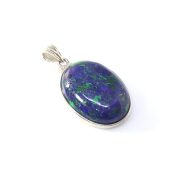 Azurite Malachite Cabochon Pendant with 925 Silver Frame 1