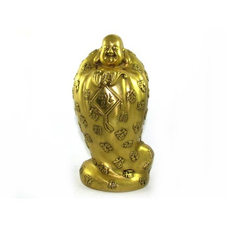Brass Laughing Buddha in Good Fortune Robe 1