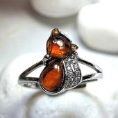 Orange Garnet Fox Crystal Ring 1