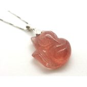 Strawberry Quartz Fox Pendant 1