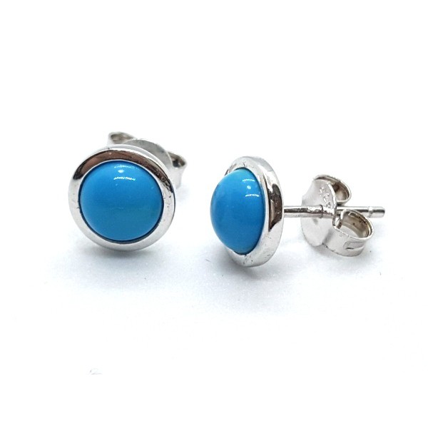 Turquoise Crystal Silver Stud Earring 1