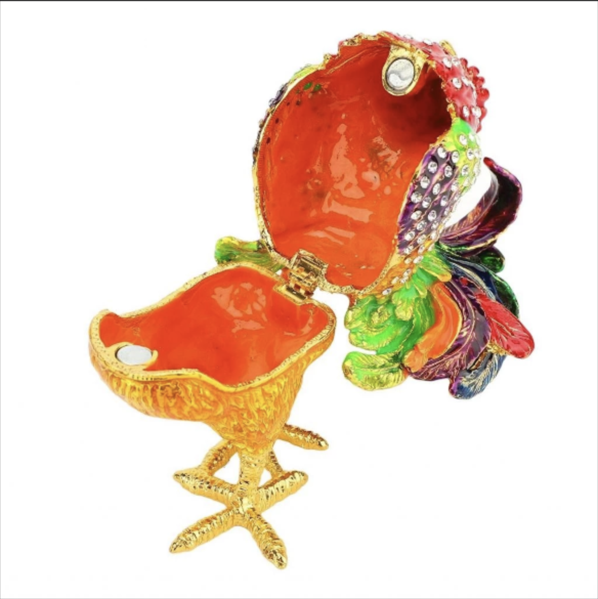 Bejeweled Rooster Statue Multipurpose Jewelry Box