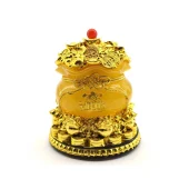 Yellow Overflowing Wealth Bag With Eight Money Frogs