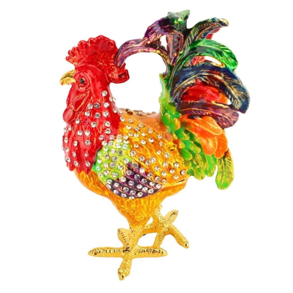 Bejeweled Rooster Statue Multipurpose Jewelry Box