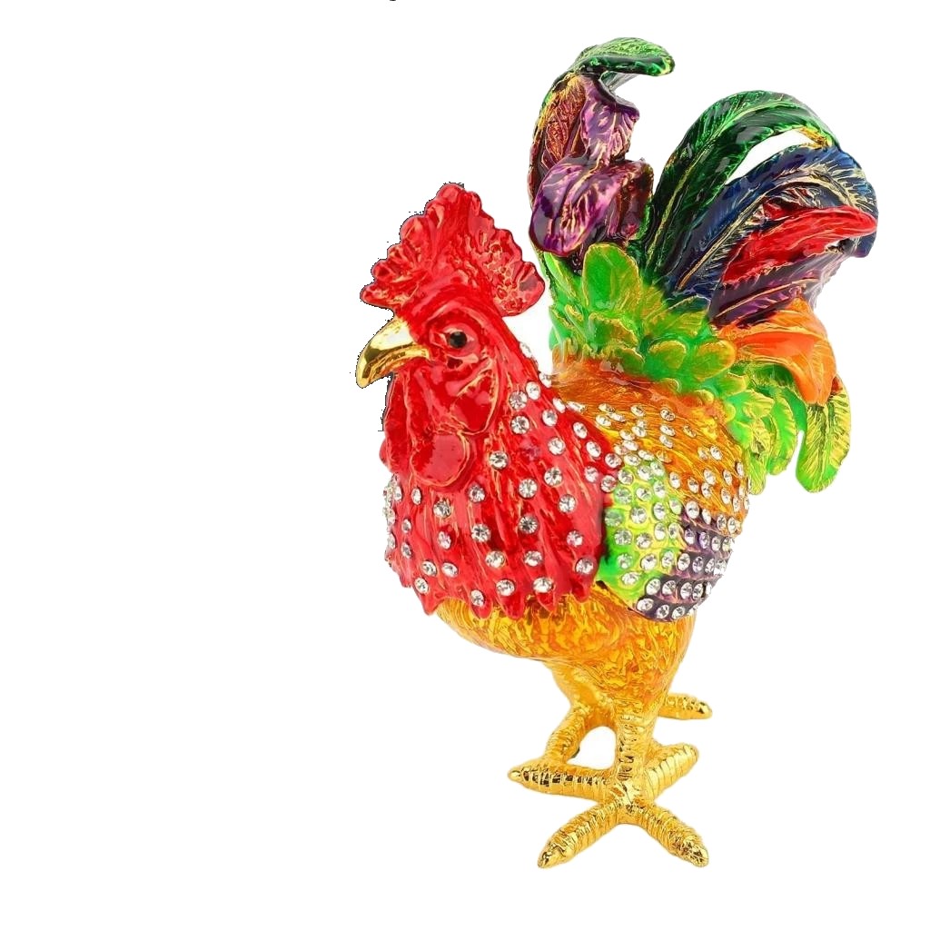 Bejeweled Rooster Statue Multipurpose Jewelry Box