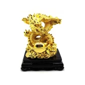 Good Fortune Golden Dragon With Gold Ingot