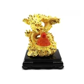 Good Fortune Golden Dragon With Red Treasure Pot