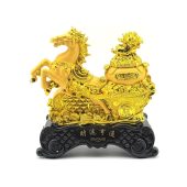 Prosperity Golden Horse with Wealth Pot and Pak Choy