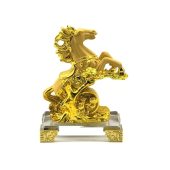 Auspicious Golden Victory Horse with Stack of Coins