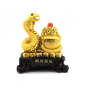 Auspicious Golden Snake With Wealth Pot