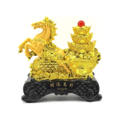 Prosperity Golden Horse with Stack of Gold Ingots