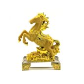 Auspicious Golden Victory Horse with Gold Ingot